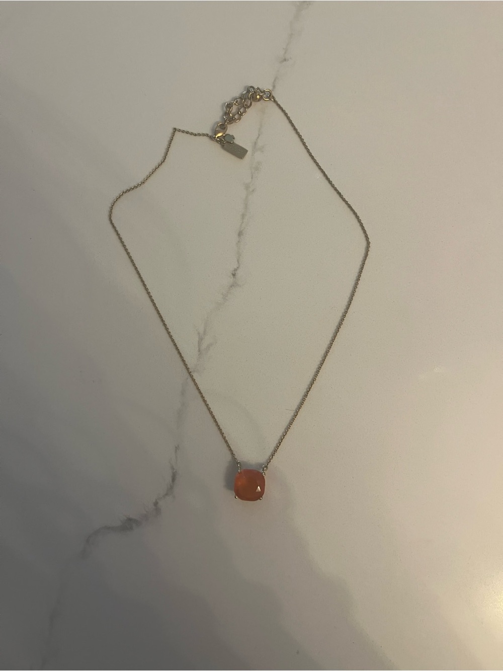 Kate spade Delicate Gold Chain Necklace with Orange Pendant